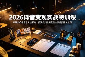 （19419期）2026抖音变现实战特训课：三维定位体系｜人设打造｜像素拆片数据复盘全套爆款落地教程