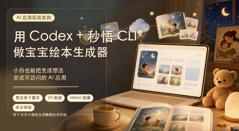 AI应用实战案例,用Codex+秒悟CLl做宝宝绘本生成器,小白也能把生活想法变成可访问的AI应用