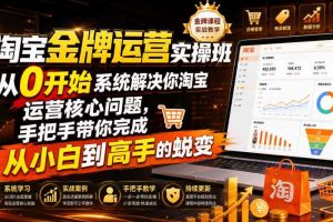 淘宝金牌运营实操班，从0开始系统解决你淘宝运营核心问题，手把手带你完成从小白到高手的蜕变（2026年7月）