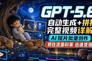 GPT-5.6自动生成＋拼接完整视频详解，AI短片批量创作，抓住流量迅速变现！