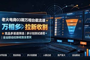 （19431期）老火电商03期万相台截流课：竞品多渠道筛选｜多计划测试递增｜全站联动拉新收割全套实操教学