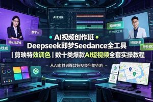 （19454期）AI视频创作班◆Deepseek即梦Seedance全工具｜剪映特效调色｜数十类爆款AI短视频全套实操教程