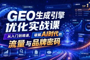 GEO生成引擎优化实战课，从入门到精通，破解AI时代的流量与品牌密码