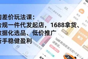 （19466期）淘差价玩法课：合规一件代发起店，1688拿货、数据化选品、低价推广，新手稳健盈利(更新7月)