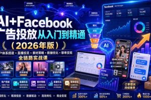AI+Facebook广告投放从入门到精通（2026年版）｜账户体系搭建・直播投流・素材策略・数据优化・聊单变现全链路实战课