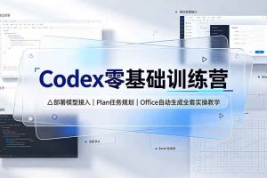 （19481期）Codex零基础训练营：部署模型接入｜Plan任务规划｜Office自动生成全套实操教学