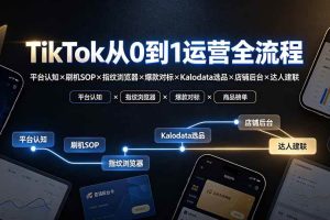 （19480期）TikTok从0到1运营全流程：平台认知×刷机SOP×指纹浏览器×爆款对标×Kalodata选品×店铺后台×达人建联
