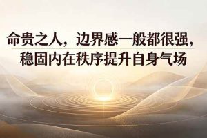 (19478期)付费文章:命贵之人,边界感一般都很强,稳固内在秩序提升自身气场