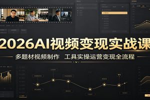 2026AI视频变现实战课：多题材视频制作，工具实操运营变现全流程