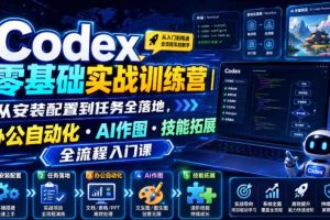 Codex零基础实战训练营｜从安装配置到任务全落地，办公自动化・AI作图・技能拓展全流程入门课