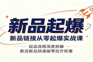新品链接从零起爆实战课：起品流程深度拆解，新店新品快速破零拉升权重