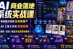 AI商业落地系统实战课｜电商图文视频全场景量产・AI工具工作流深度拆解・服饰/百货/探店多品类落地教程