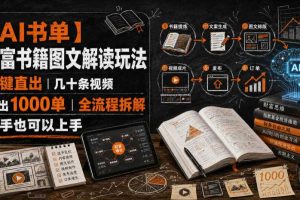【AI书单】财富书籍图文解读玩法，一键直出，几十条视频，跑出1000单，全流程拆解，新手也可以上手