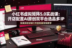 （19521期）小红书虚拟矩阵5.0实战课：开店配置｜AI原创｜双平台选品｜多IP隔离｜测怼店铺工作室批量变现实操教学