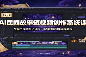 AI民间故事短视频创作系统课：文案生成精细化分段，剪辑封面制作实操教程