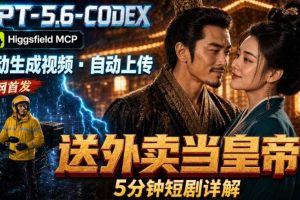 （19540期）GPT-5.6 Codex+Higgsfield MCP：一条指令生成5分钟短剧并自动上传YouTube（油管）