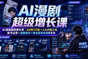 AI漫剧超级增长课｜从0到1打造一人AI内容公司，账号运营+漫剧制作+商业变现全流程实战