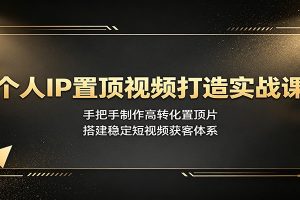 个人IP置顶视频打造实战课：手把手制作高转化置顶片，搭建稳定短视频获客体系