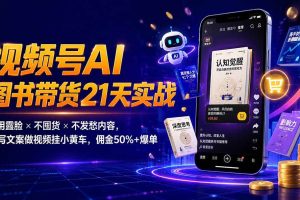 （19559期）繁花视频号AI图书带货21天实战：不用露脸×不囤货×不发愁内容，AI写文案做视频挂小黄车，佣金50%+爆单