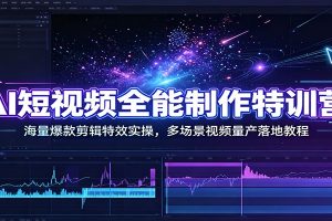 AI短视频全能制作特训营：海量爆款剪辑特效实操，多场景视频量产落地教程