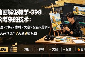 （19587期）油画解说教学-398众筹来的技术-刯新：选题×对标×素材×文案×配音×剪辑×2天开精选×7天通9项权益