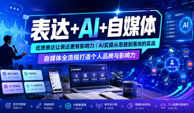 表达+AI+自媒体，优质表达让表达更有影响力|AI实操从思路到落地的实战|自媒体全流程打造个人品牌与影响力