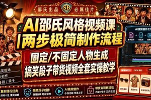 （19602期）AI邵氏风格视频课｜两步极简制作流程，固定/不固定人物生成，搞笑段子带货视频全套实操教学