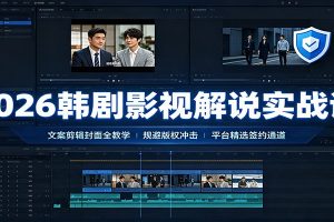 2026韩剧影视解说实战课：文案剪辑封面全教学，规避版权冲击平台精选签约通道