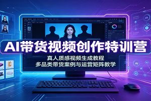 AI带货视频创作特训营：真人质感视频生成教程，多品类带货案例与运营矩阵教学