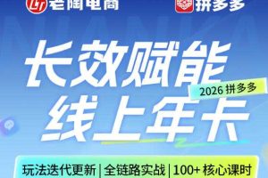 拼多多线上SVIP线上年卡，从认知到基础、从推广到活动、从活动到玩法，全链路实战（260730）