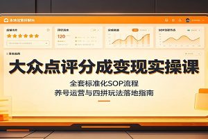 大众点评分成变现实操课：全套标准化SOP流程，养号运营与四拼玩法落地指南