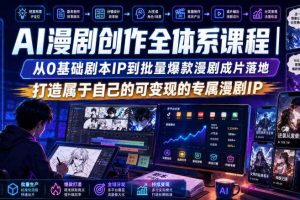 AI漫剧创作全体系课程｜从0基础剧本IP到批量爆款漫剧成片落地，打造属于自己的可变现的专属漫剧IP