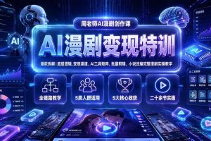 （19633期）AI漫剧变现特训★爆款拆解｜底层逻辑，变现渠道，AI工具矩阵，批量剪辑，小说改编完整漫剧实操教学