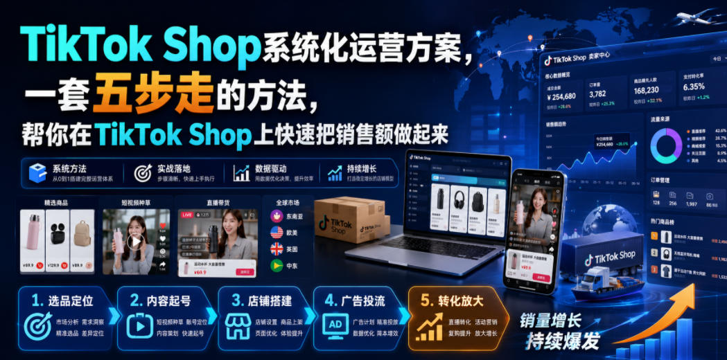 TikTok Shop系统化运营方案,一套五步走的方法,帮你在TikTok Shop上快速把销售额做起来【原创双语字幕】