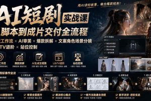 （19717期）AI短剧实战课：高效工作流×AI审美×爆款拆解×文案角色场景分镜×LibTV进阶×站位控制×从脚本到成片交付全流程