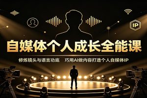 自媒体个人成长全能课：修炼镜头与语言功底，巧用AI做内容打造个人自媒体IP