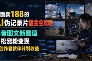 外面卖188的AI伪记录片掘金全攻略，抖音图文新赛道，轻松涨粉变现，拿创作者伙伴计划收益【文档】