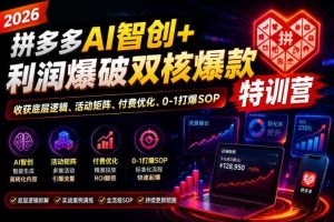 2026拼多多AI智创+利润爆破双核爆款特训营，收获底层逻辑、活动矩阵、付费优化、0-1打爆SOP（更新0810）