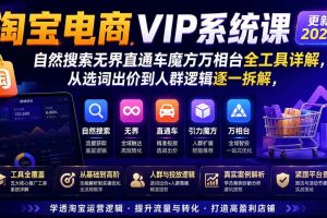(19811期)淘宝电商VIP系统课-更新8月;自然搜索无界直通车魔方万相台全工具详解,从选词出价到人群逻辑逐一拆解