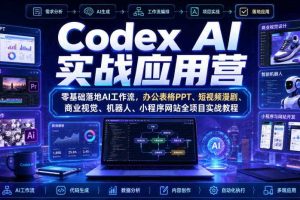 Codex AI实战应用营|零基础落地AI工作流,办公表格PPT、短视频漫剧、商业视觉、机器人、小程序网站全项目实战教程