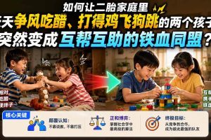 (19850期)付费文章:如何让二胎家庭里天天争风吃醋、打得鸡飞狗跳的两个孩子,突然变成互帮互助的铁血同盟?