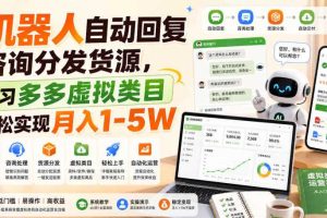 机器人自动回复咨询分发货源,学习多多虚拟类目轻松实现月入1-5W【揭秘】