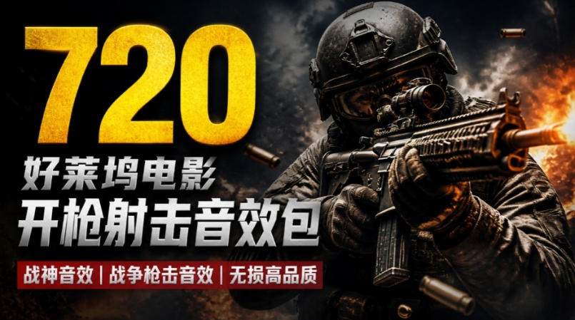 特效剪辑音效素材包来了!720+个好莱坞电影开枪射击枪声音效包,战神战争枪击音效!全部已经汉化