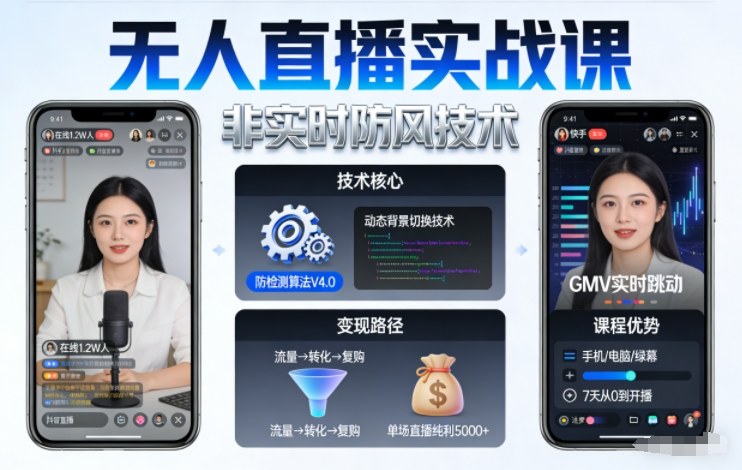 宝子哥无人直播实战课，非实时防风技术，聚焦抖音快手等平台直播带货，轻松开启直播变现之路（更新2026年08月18日）