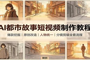 AI都市故事短视频制作教程：爆款挖掘原创改造，人物统一分镜剪辑全套流程