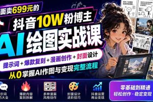 （19966期）外面卖699元的抖音10W粉博主AI绘图实战课：提示词+爆款复刻+漫画创作+封面设计，从0掌握AI作图与变现完整流程