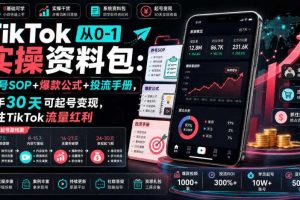 TikTok从0-1实操资料包:养号SOP+爆款公式+投流手册,新手30天可起号变现,抓住TikTok流量红利