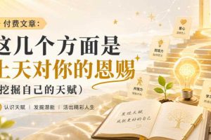 付费文章：这几个方面是上天对你的恩赐（挖掘自己的天赋）