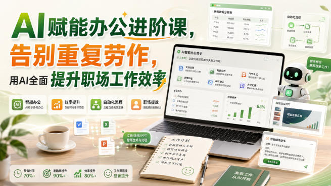 AI赋能办公进阶课，告别重复劳作，用AI全面提升职场工作效率