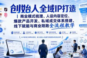 创始人全域IP打造|商业模式梳理、人设内容定位、爆款产品开发、私域成交体系搭建、线下赋能与商业陪跑全流程教学